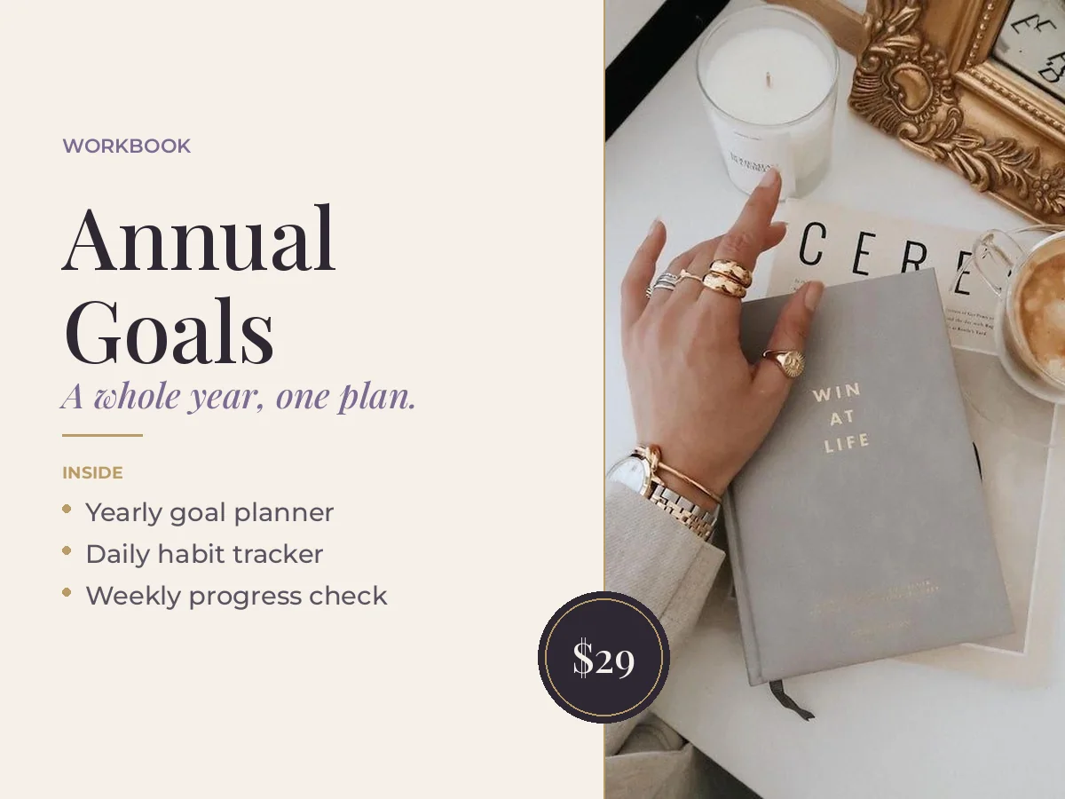 Annual Goal-Setting Workbook & Habit Tracker coaching template cover